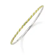 Lex & Lu Silver Stackable Expressions Twisted Yellow Enamel Bangle LAL6908