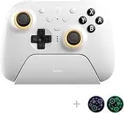 8Bitdo Ultimate 2 Bluetooth Controller with TMR Joysticks, Switchable Hall Effect/Tactile Triggers, Vibration, Motion Control, RGB Fire Ring and Back Buttons for Switch & Windows PC - White