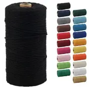 Macrame Cord, 2mm x 220 Yards (About 200m) Colored Macrame Rope, 100% Black