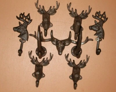 Deluxe Deer Antler Wall Hook Collection, Solid Cast Iron, Grand Prize - 9 items
