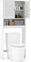 Giantex Over-The-Toilet Storage Cabinet, Freestanding Toilet Rack with 2-Door Cabinet & Adjustable Shelf, Bathroom Space Saver, Storage Organizer for Bathroom, Washroom, Laundry Room, White