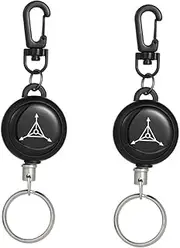 [Baluue] 2Pcs Retractable Theft Key Chains with Safety Buckle Clip Versatile Black Key Holders for Outdoor Use for Keys and Objects