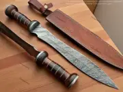 Roman Gladius Warrior Sword Custom Made Hand Forged Damascus Steel w Gift Sheath