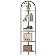 Corner Shelf Stand, Wall Corner Bookshelf with Metal Frame, Bathroom 5-Tier