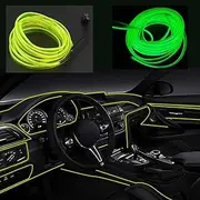 Kmruazre El Wires Car Kit 3 m / 9 ft Electroluminescent Light Luminous Neon Fairy Lights for Car Door/Console/Seat/Dashboard Decoration Lightweight DIY (Bright Green)