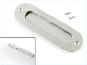 Stainless Steel Oval Recessed Flush Pull Sliding Door Cabinet Handle 2x Screws