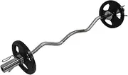 Total 16kg - 120cm Olympic Curl Bar Weight Set - 10kg Weight Plates - Weight Training Exercise Workout Fitness Gym Strength