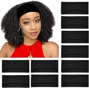 RITOPER Black 10 Pack Yoga Workout Headbands for Women and Girls, Wide Elastic Thick Head Bands Turban Head Wrap, Non Slip No Headache Sweat Bands for Hiking, Tennis, Cycling, Running