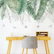 Self-adhesive Removable Green Leaves Plant Wall Sticker Home Decor -Style 1