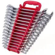 15-Piece Premium Angle Head Open End Wrench Set, Chrome Vanadium Steel, Mirro...