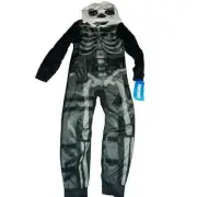 FORTNITE Skull Trooper Hooded Pajamas - Skeleton One Piece Zip Up Union Suit