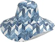[Yoogain] Geometric Blue White Pattern Foldable Womens Sun Visor hat for Hiking Decorative Ladies Sun Hats for Womens Running Foldable Sombrero de Mujer para el sol, Geometric Blue White Pattern, One Size
