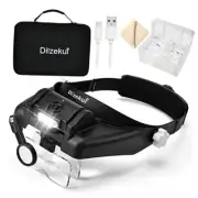 Magnifying Glass with Light 1X to 14X, Black Headset Magnifier With Carry Case