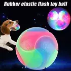 2X LED Light up Cat Dog Ball Flashing Elastic Molar Ball Glow Puppy Interact Toy