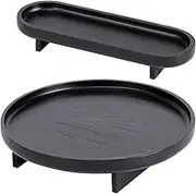 FERAHI Black Decorative Trays, 2 Pcs Black Trays for Coffee Table, Round Wood Tray, Tray for Bathroom, Vanity, Kitchen, Coffee Table Decor, 12 Inches