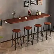 Floating Teak Wall Mounted Folding Desk Space Saving Laundry Room Workbench with Drop Leaf Design Hanging Laptop Table for Small Spaces (90 * 30cm/35.4 * 11.8in)