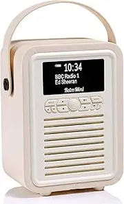 VQ Retro Mini DAB & DAB+ Digital Radio with FM & AM, Bluetooth & Alarm Clock – Cream
