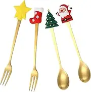 WATIIFUFU 1 Set Christmas Stainless Spoons Mixing Spoons Forks Present Box Household Tableware with Smooth Edges for Delightful Dining Experience