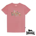 【LONSDALE 英國小獅】夏日扶桑花LOGO短袖T恤- 粉色LT002