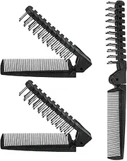 3Pcs Portable Foldable Brush Comb, Travel Hair Comb Mini Pocket Comb Double Headed Hair Brush Plastic Folding Comb Massage Head Brush for Men Women (Black)