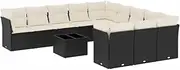 vidaXL Modular 12-Piece Garden Sofa Set - Black Poly Rattan Outdoor Seating with Cushions - Perfect for Patio/Garden/Deck