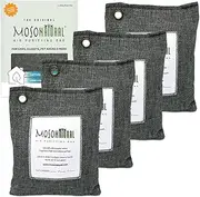 MOSO NATURAL: The Original Air Purifying Bag. for Cars, Closets, Bathrooms, Pet Areas. an Unscented, Chemical-Free Odor Eliminator. 200g 4 Pack (Charcoal)