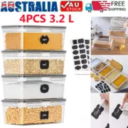 4PCS Food Storage Containers Kitchen Dry Food Pantry Organiser Airtight Lids NEW