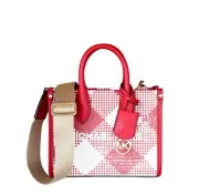MICHAEL KORS MIRELLA XS MINI SHOPPER SATCHEL CROSSBODY SEQUINS BAG BRIGHT RED