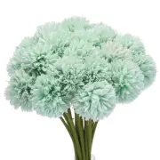 Artificial Flower Heads, Silk Chrysanthemum Hydrangea Blue Faux Flowers 20Pcs