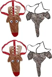 ABOOFAN 4 Pcs 's Elk s Novelty Panties Briefs Leopard T- Back Deer Man Animal Polyester Strap
