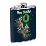 Wolf Holiday Pun Em1 Flask 8oz Stainless Steel Hip Drinking Whiskey