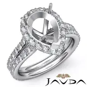 Halo Setting V Shank Pear Shape Semi Mount Diamond Engagement Ring Gold 1.30Ctw