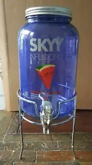 Beverage Dispenser SKYY Infusions Glass Jar with Metal Stand NIB