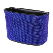 Car Trash Can Hanging Car Door Rhinestone Plastic Trash Bin Blue Black 1pcs