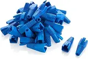 RJ45 Ethernet Network Cable Strain Relief Boot 50-Pack, Blue, PVC, Fits CAT5-CAT6A, RJ45 Connector