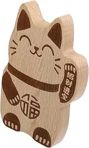 BRIGHTFUFU Fortune Cat Shaped Magnetic Fridge Bottle Opener Wood Beer Can Opener for Decor