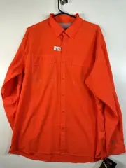 BNWT Cabelas Men’s Orange Button Up Size Large Regular 25x32 Lightweight Outdoor