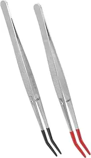 Angoily 2Pcs Stainless Steel Stamp Tweezers Ergonomic Eyelash Tweezers for False Eyelash Application Crafting Durable Collector Tools Curved Tips