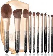 ENZO KEN Natural Hair Makeup Brush Set Professional, Sable Makeup Brushes Set with Case, Natural Hair Brushes Makeup Set, Glitter Make up Brushes Set Professional, Natural Makeup Brushes - ORRA, Black