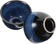 KICHOUSE 2pcs Japanese Style Ceramic Sake Cups Delicate Smooth Water Cups for Tea Wine and Soups for Hot Cold Drinks Elegant Design with Unique Glaze Finish