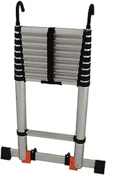 Telescoping Ladder with Detachable Hook, Stabiliser Bar, 5.5m/5.1m/4.7m/3.9m/3.5m/2.7m/2. Extension Telescopic Ladders for Home RV Rooftop Attic Use WZSS