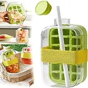 Ice Cube Bottle, Water Bottle Ice Cube Tray, IceStickTray PressTray, Touch Free Icecube TrayWater BottleWith Lid, 2 in 1 Touch-Free Icecube TrayWaterBottle (Green,800ml)