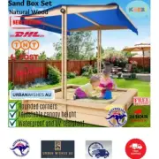 New KIDS WOODEN COVER SANDPIT SANDBOX Canopy Children Best Sand Box Pit Large AU
