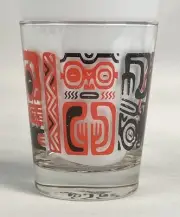 Marquesan Tiki Pattern Mai Tai Glass 15 oz. New Red and Black Cocktail Barware