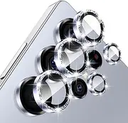 for Samsung Galaxy S25 Ultra Camera Lens Protector, Ultra HD 9H Tempered Glass, Anti Scrach, Case-Friendly, Metal Individual Ring Camera Screen Protector Cover for S25 Ultra,Blue Glitter