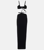[Christopher Esber] Christopher Esber Beaded cutout jersey maxi dress AU 14 black