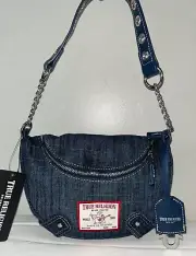 NEW ! NWT TRUE RELIGION Chain Handle Denim Hobo Shoulder Bag
