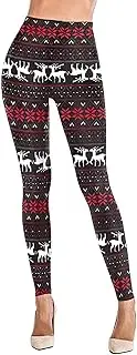 [Kamviluer] Christmas Leggings Women Xmas Costume Leggings Workout Running Christmas Tights Stretch Funny Pants