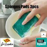 Kitchen Cleaning Sponge Pads Scouring Dish Washing Eraser Pad Sponges 3pcs New