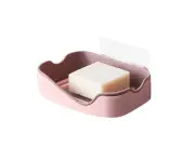 Soap Dish Pink Double Layer Soap Dish Without Drilling Wall Mounted Sponge Soap Holder Soap Dish